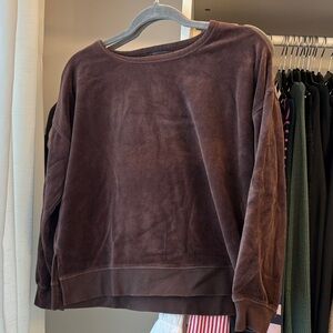 J. Crew chocolate brown velour set size small.